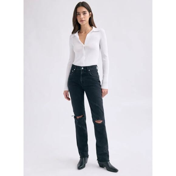 Agolde Women’s Cherie High-Rise‎ Straight Classic Black Jeans Sz 26 - Picture 1 of 9